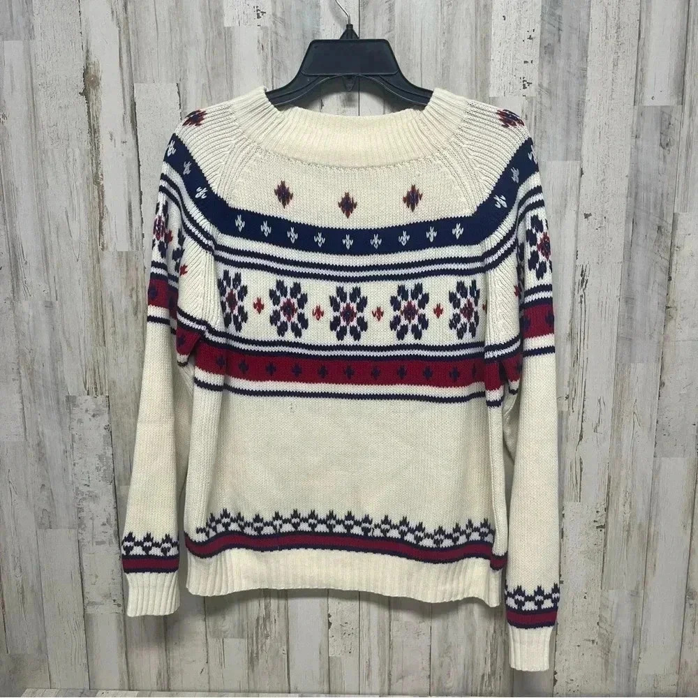 JC Penny Vintage Womens size Medium Fair Isle Snowflake Print Knit Sweater